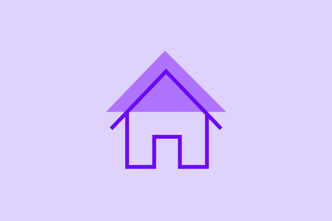 Purple house graphic on a purple background